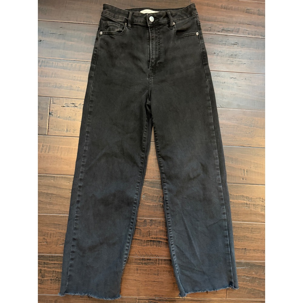 Altar'd State Womens High Rise Wide Leg Frayed Hem Jeans Black Size 27